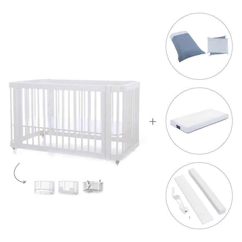 Lettino-letto bambini (3in1) 70x140 cm bianco · Crea Due Bianco C300-M1100