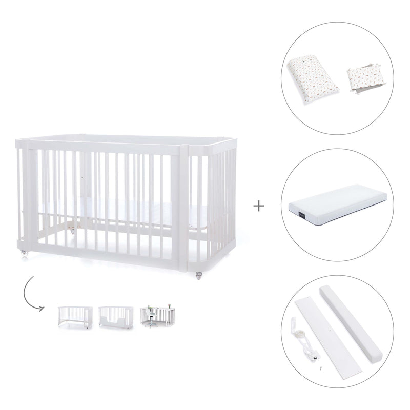 Lettino-letto bambini (3in1) 70x140 cm bianco · Crea Due Bianco C300-M1100