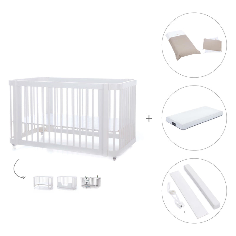 Lettino-letto bambini (3in1) 70x140 cm bianco · Crea Due Bianco C300-M1100