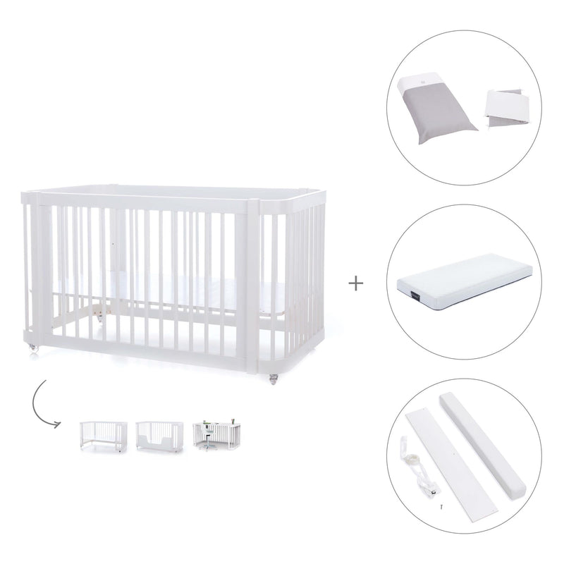 Lettino-letto bambini (3in1) 70x140 cm bianco · Crea Due Bianco C300-M1100