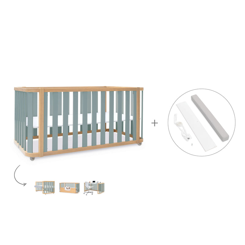 Lettino-letto 70x140 cm (3in1) legno/verde · Crea Plus Due C350-M5057