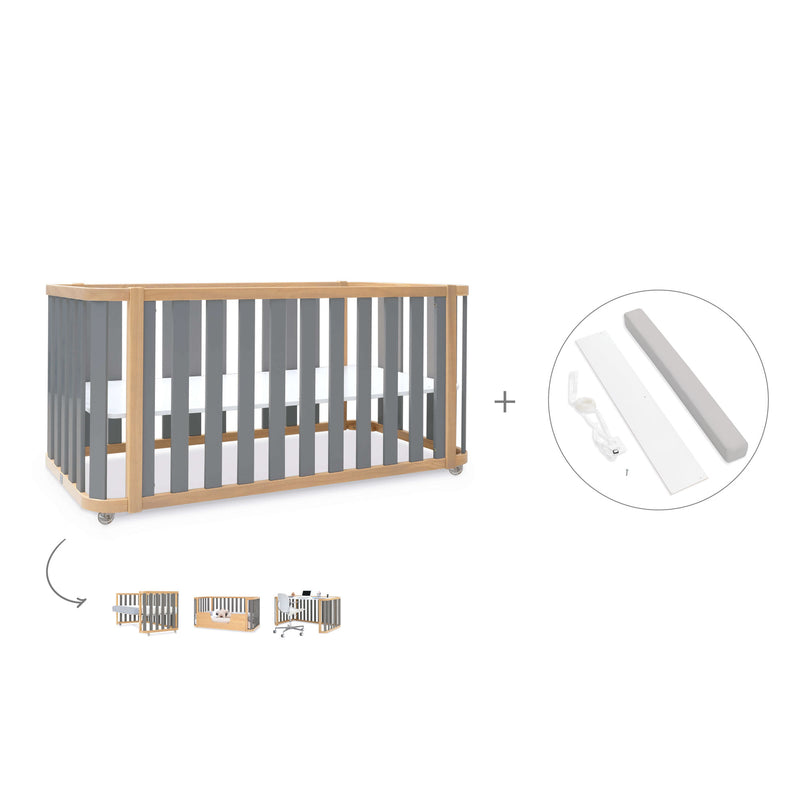 Lettino-letto 70x140 cm (3in1) legno/grigio · Crea Plus Due C350-M5058