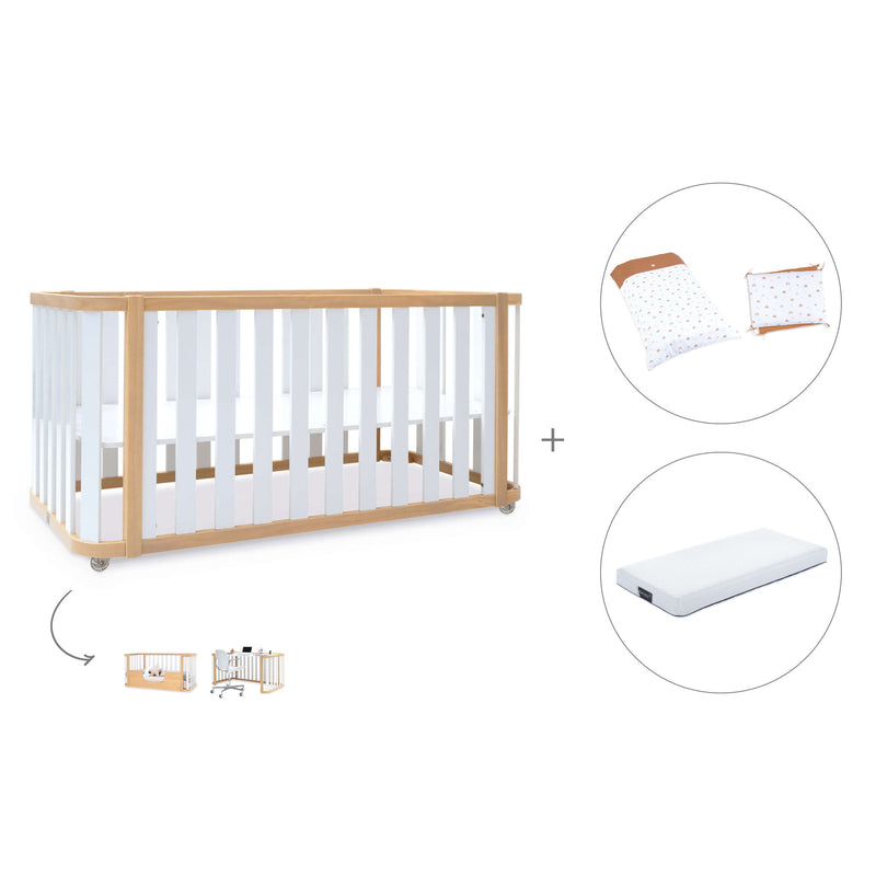 Lettino-letto 70x140 cm (3in1) legno/bianco · Crea Plus Due C350-M5011