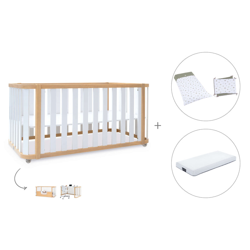 Lettino-letto 70x140 cm (3in1) legno/bianco · Crea Plus Due C350-M5011