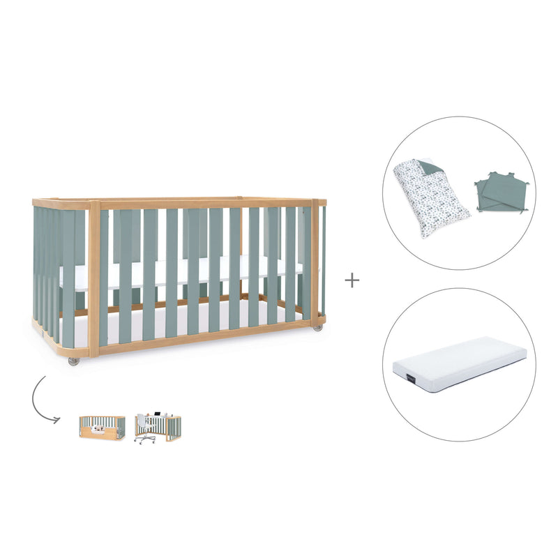 Lettino-letto 70x140 cm (3in1) legno/verde · Crea Plus Due C350-M5057