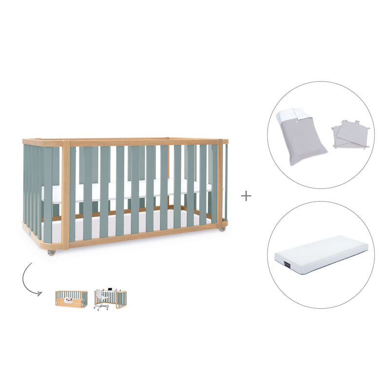 Lettino-letto 70x140 cm (3in1) legno/verde · Crea Plus Due C350-M5057