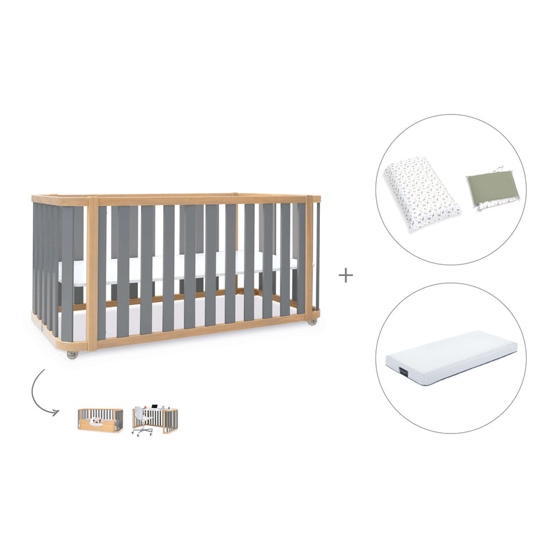 Lettino-letto 70x140 cm (3in1) legno/grigio · Crea Plus Due C350-M5058