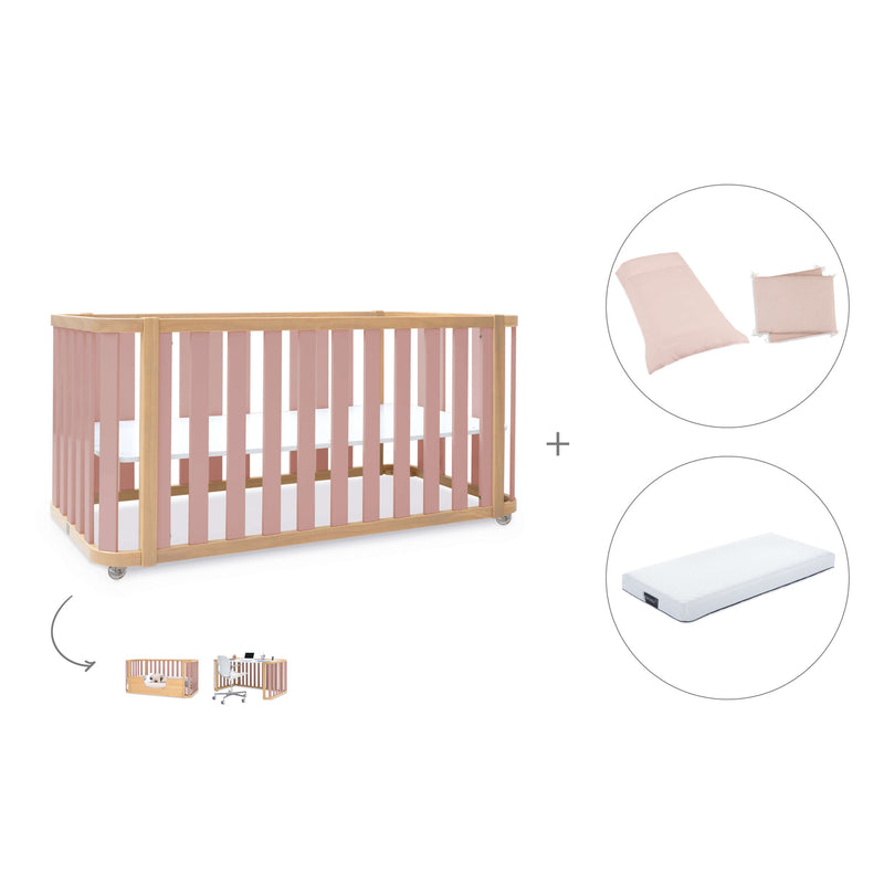 Lettino-letto 70x140 cm (3in1) legno/rosa · Crea Plus Due C350-M5059