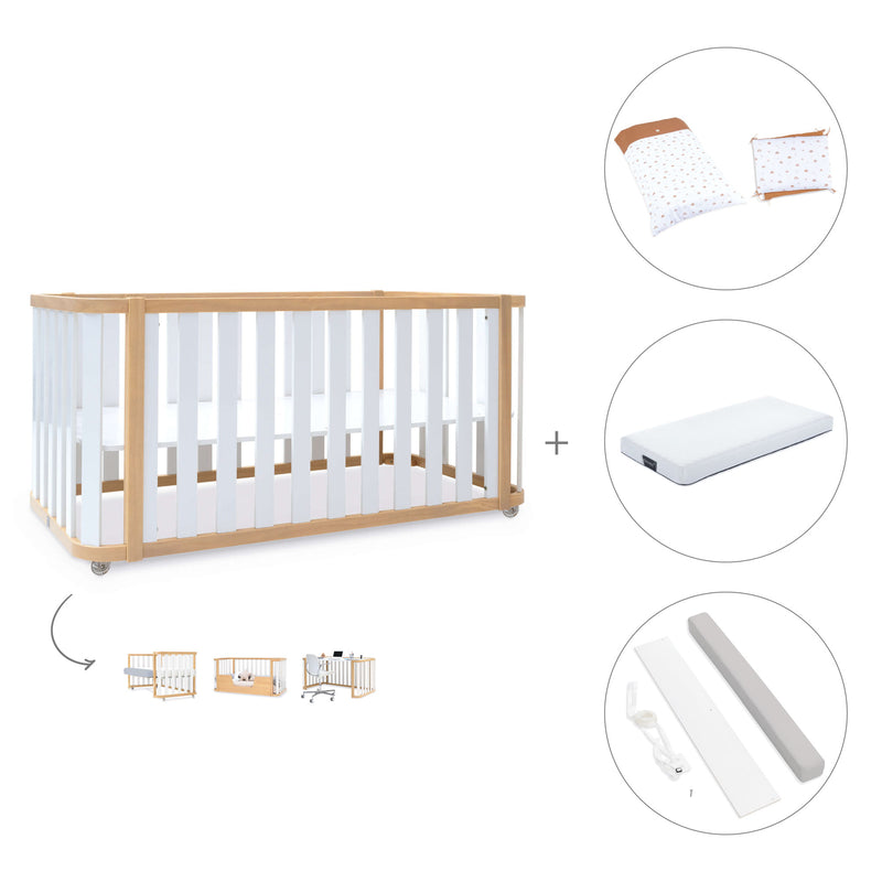 Lettino-letto 70x140 cm (3in1) legno/bianco · Crea Plus Due C350-M5011