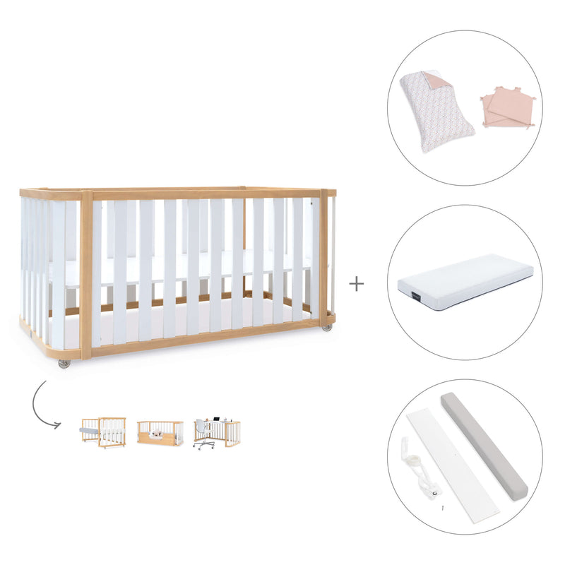 Lettino-letto 70x140 cm (3in1) legno/bianco · Crea Plus Due C350-M5011