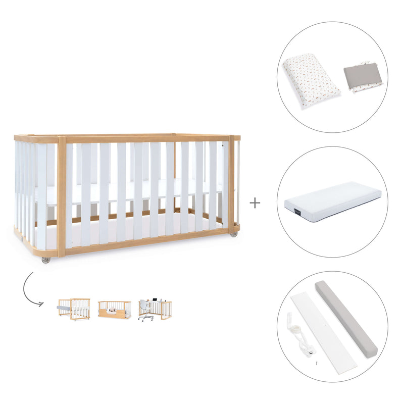 Lettino-letto 70x140 cm (3in1) legno/bianco · Crea Plus Due C350-M5011