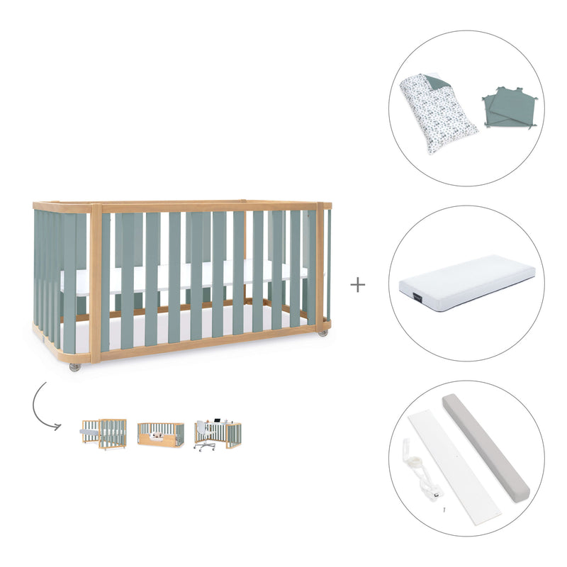 Lettino-letto 70x140 cm (3in1) legno/verde · Crea Plus Due C350-M5057
