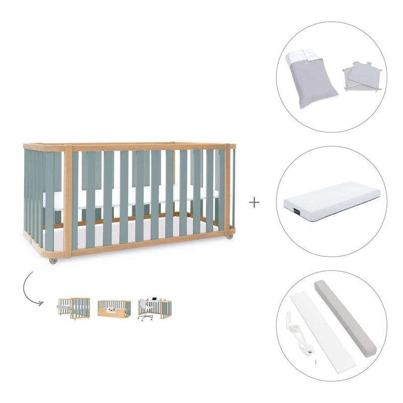 Lettino-letto 70x140 cm (3in1) legno/verde · Crea Plus Due C350-M5057