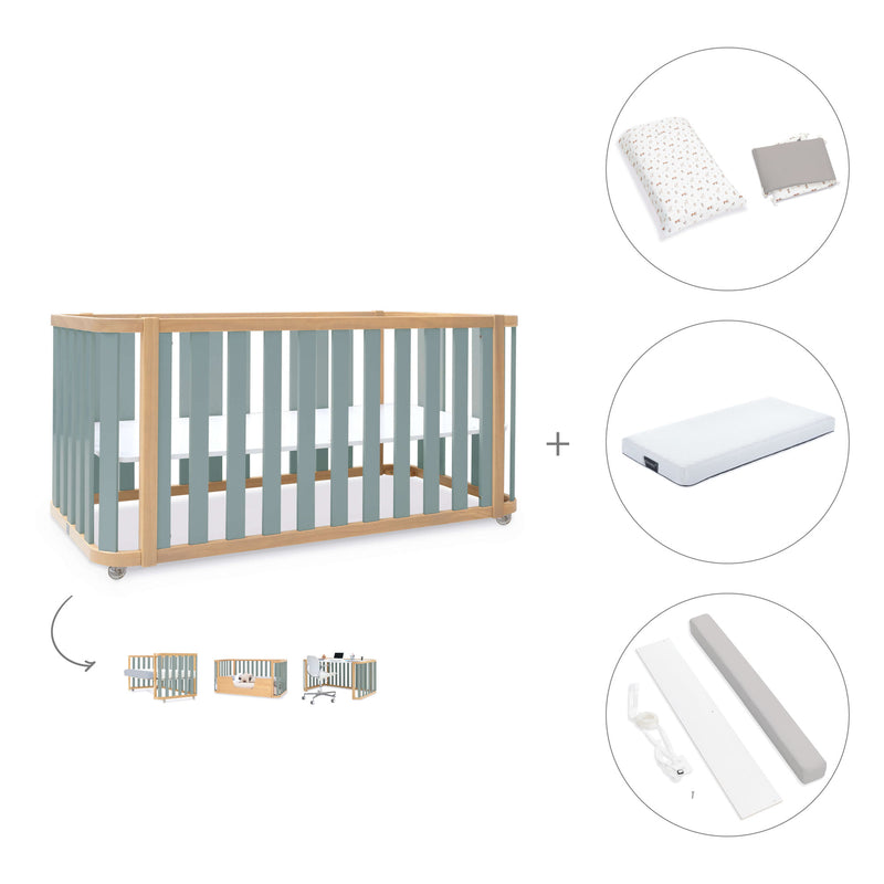Lettino-letto 70x140 cm (3in1) legno/verde · Crea Plus Due C350-M5057