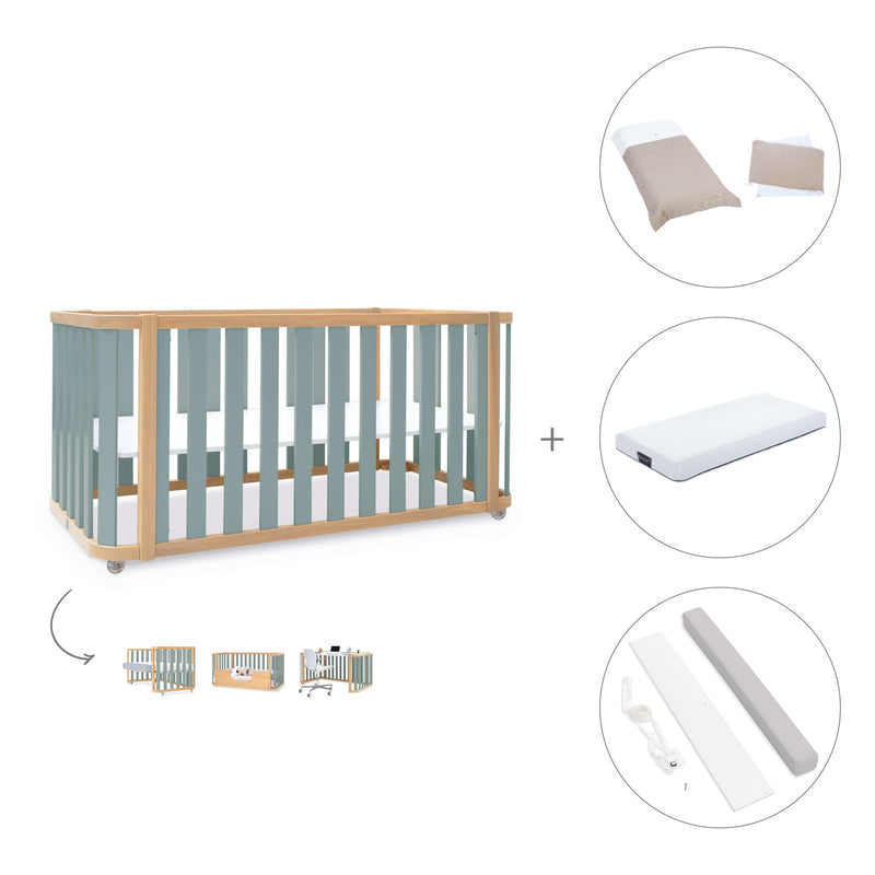 Lettino-letto 70x140 cm (3in1) legno/verde · Crea Plus Due C350-M5057