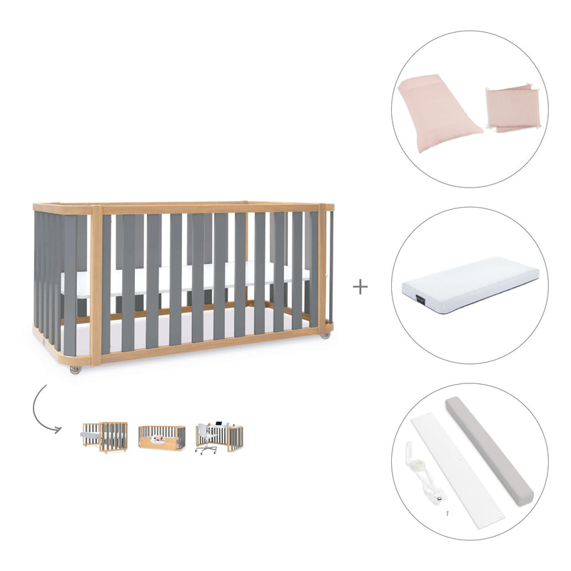 Lettino-letto 70x140 cm (3in1) legno/grigio · Crea Plus Due C350-M5058