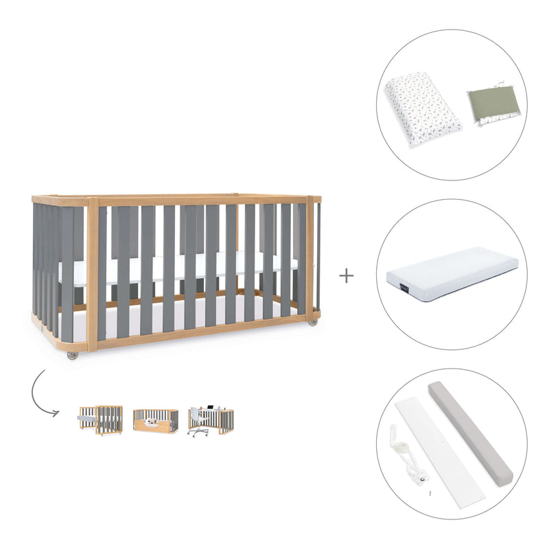 Lettino-letto 70x140 cm (3in1) legno/grigio · Crea Plus Due C350-M5058