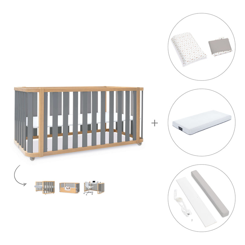 Lettino-letto 70x140 cm (3in1) legno/grigio · Crea Plus Due C350-M5058