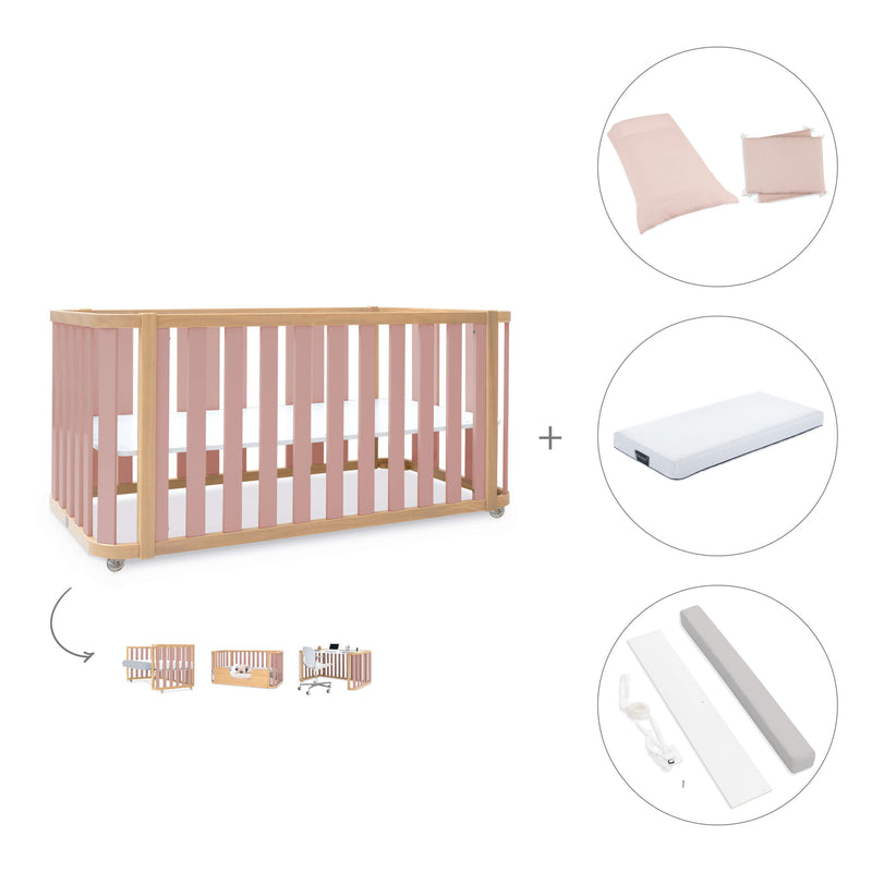 Lettino-letto 70x140 cm (3in1) legno/rosa · Crea Plus Due C350-M5059