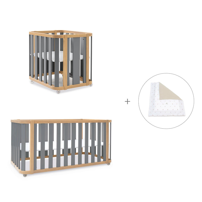 Culla, lettino e letto (4in1) legno/grigio · Crea Plus Tre C351-M5058
