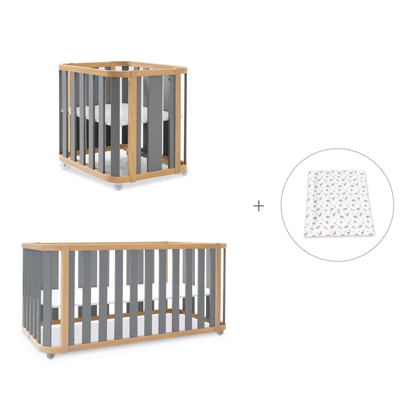 Culla, lettino e letto (4in1) legno/grigio · Crea Plus Tre C351-M5058