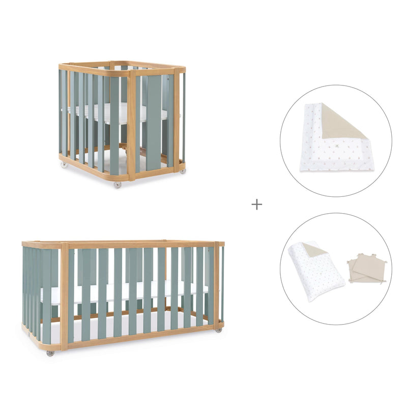 Culla, lettino e letto (4in1) legno/verde · Crea Plus Tre C351-M5057