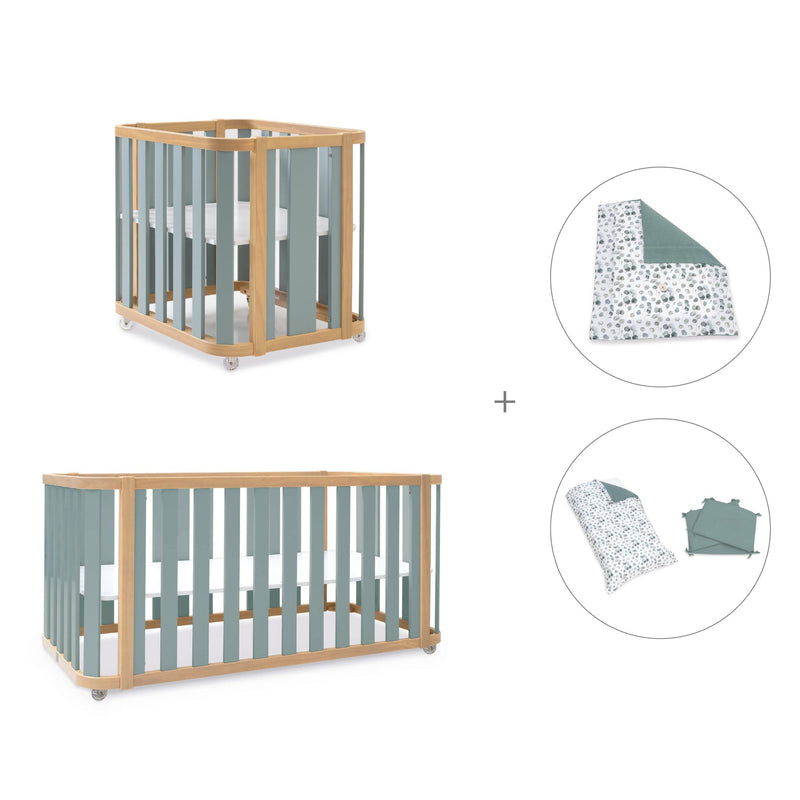 Culla, lettino e letto (4in1) legno/verde · Crea Plus Tre C351-M5057