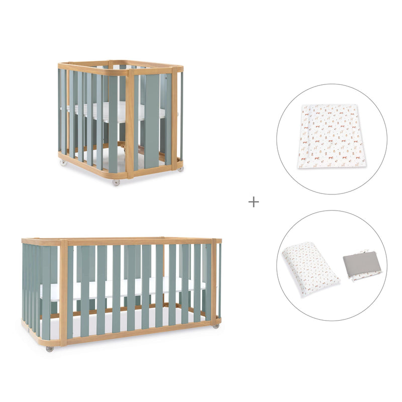 Culla, lettino e letto (4in1) legno/verde · Crea Plus Tre C351-M5057
