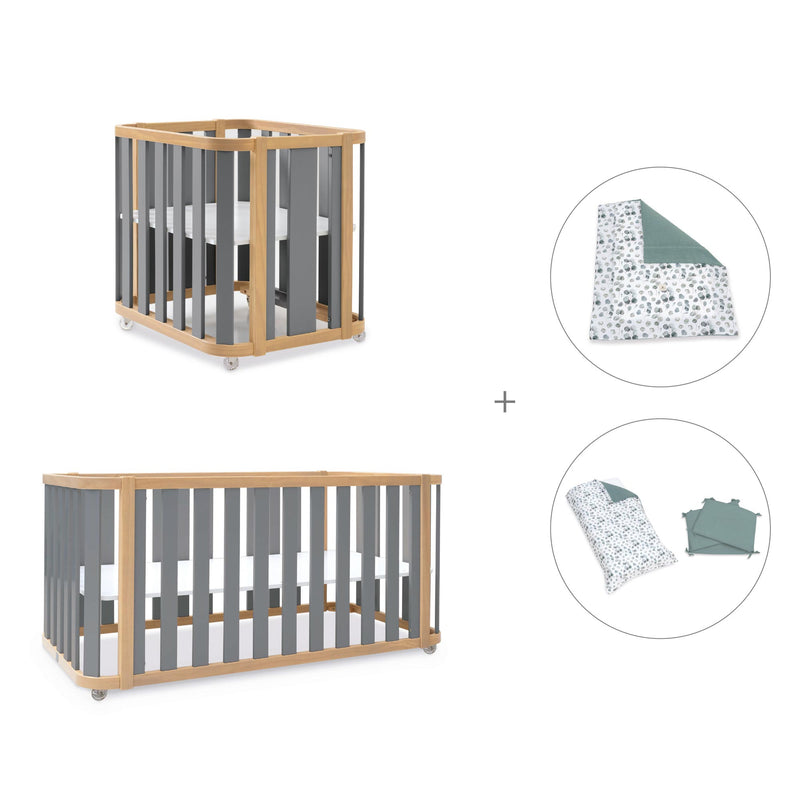 Culla, lettino e letto (4in1) legno/grigio · Crea Plus Tre C351-M5058