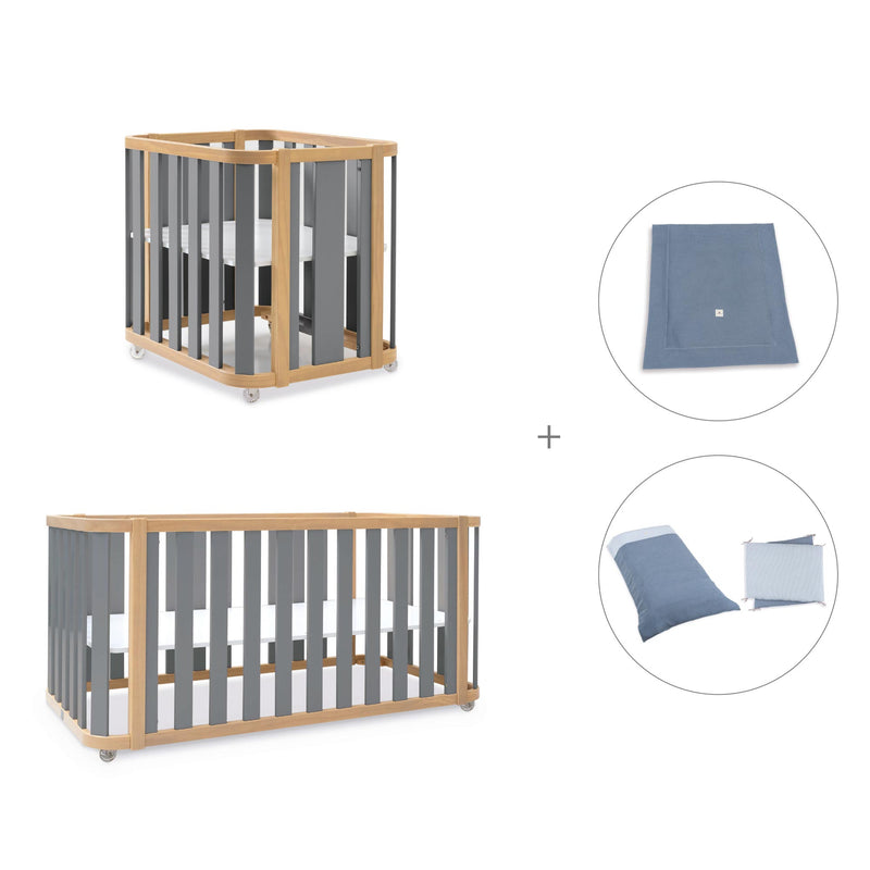 Culla, lettino e letto (4in1) legno/grigio · Crea Plus Tre C351-M5058