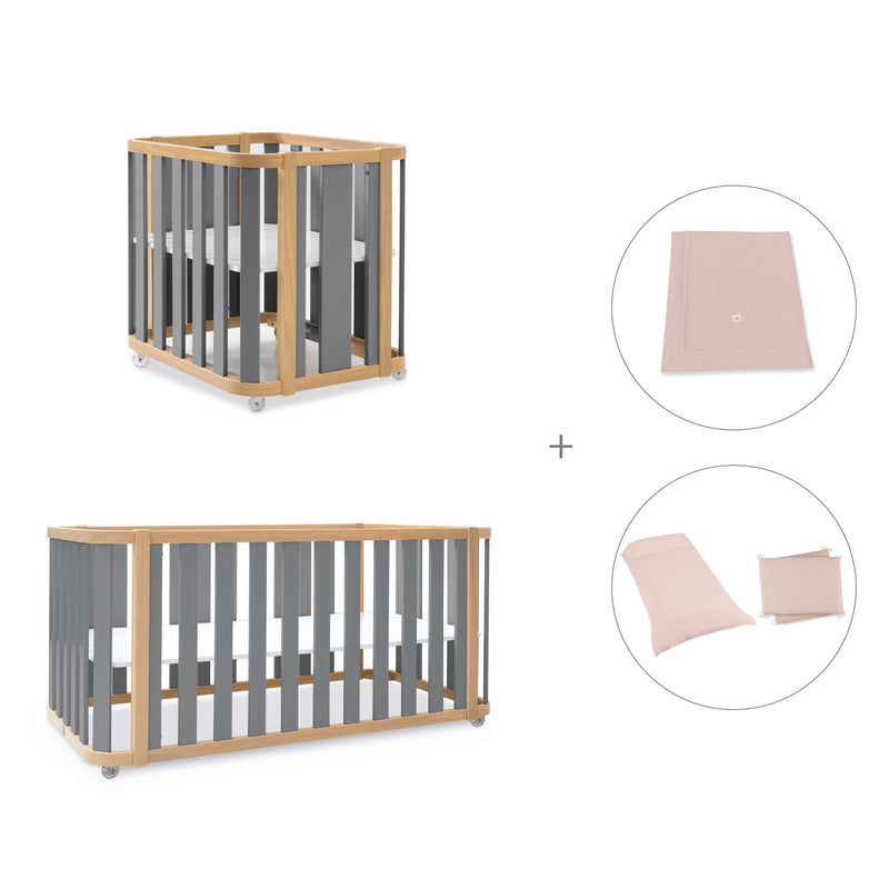 Culla, lettino e letto (4in1) legno/grigio · Crea Plus Tre C351-M5058