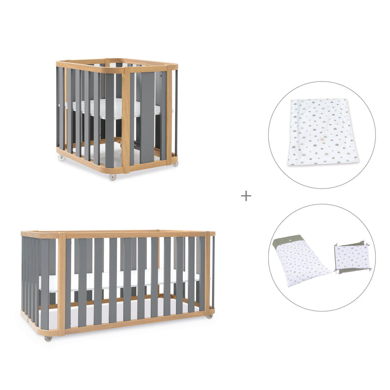 Culla, lettino e letto (4in1) legno/grigio · Crea Plus Tre C351-M5058