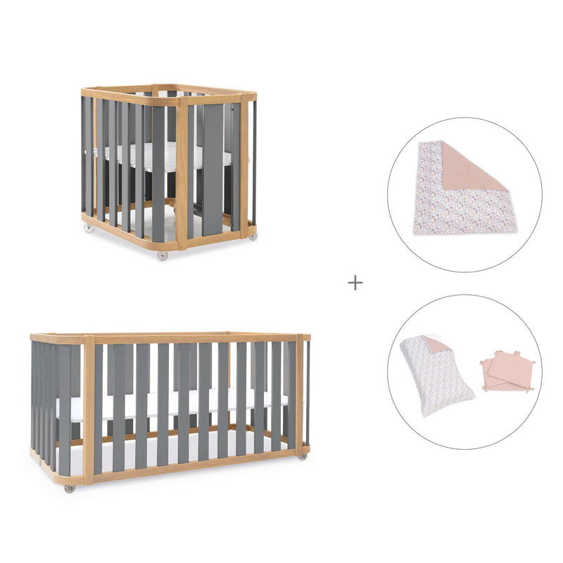 Culla, lettino e letto (4in1) legno/grigio · Crea Plus Tre C351-M5058