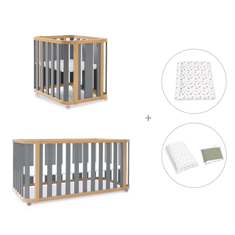 Culla, lettino e letto (4in1) legno/grigio · Crea Plus Tre C351-M5058