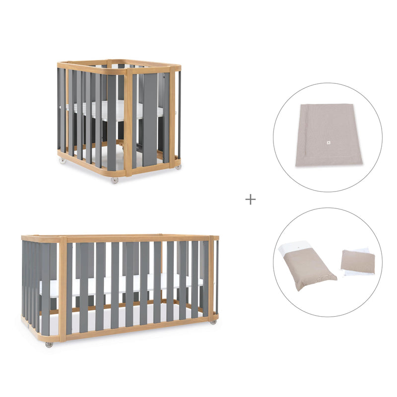 Culla, lettino e letto (4in1) legno/grigio · Crea Plus Tre C351-M5058