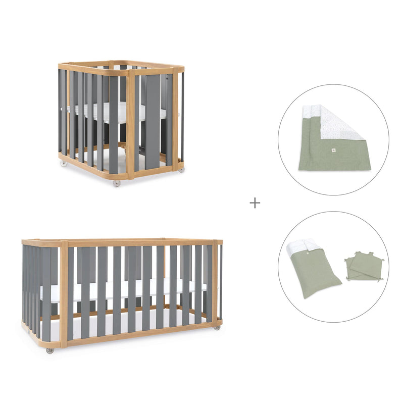 Culla, lettino e letto (4in1) legno/grigio · Crea Plus Tre C351-M5058