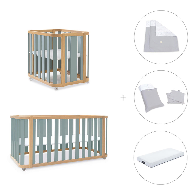 Culla, lettino e letto (4in1) legno/verde · Crea Plus Tre C351-M5057