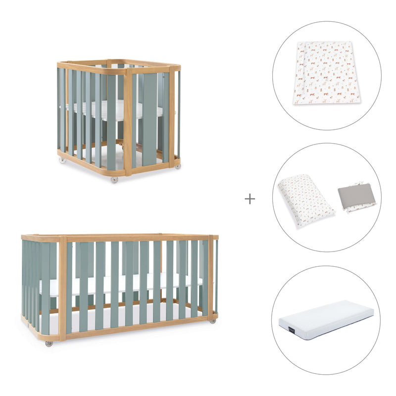 Culla, lettino e letto (4in1) legno/verde · Crea Plus Tre C351-M5057