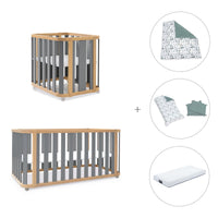 Culla, lettino e letto (4in1) legno/grigio · Crea Plus Tre C351-M5058