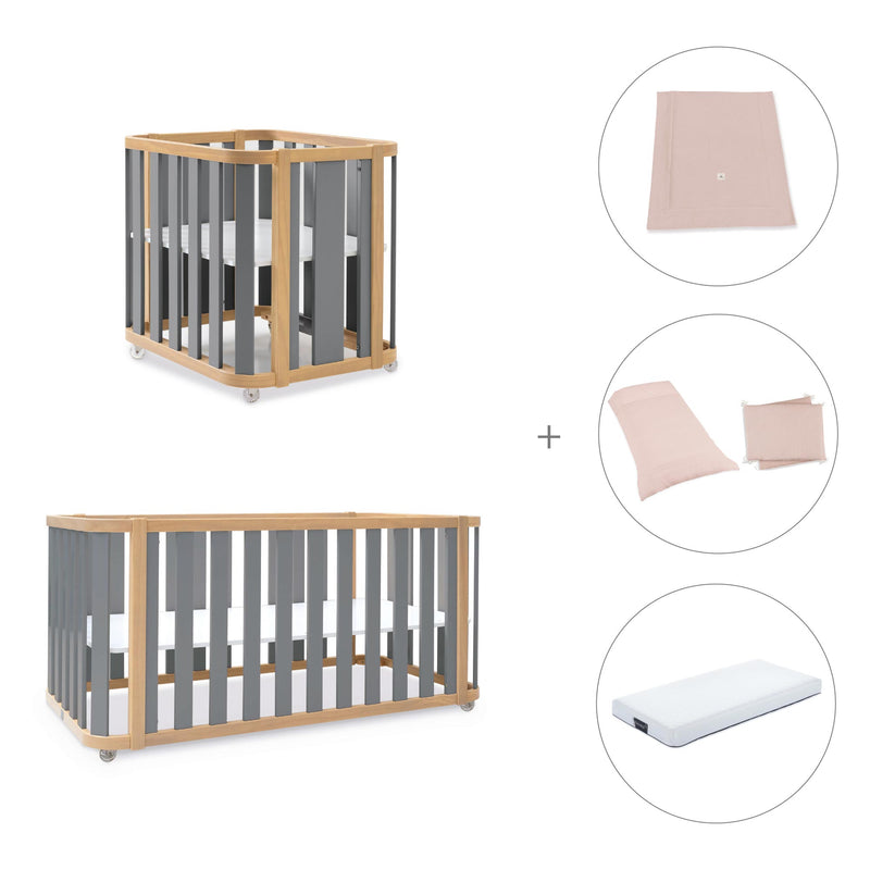 Culla, lettino e letto (4in1) legno/grigio · Crea Plus Tre C351-M5058