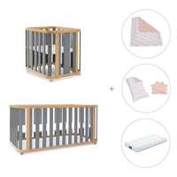 Culla, lettino e letto (4in1) legno/grigio · Crea Plus Tre C351-M5058