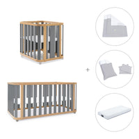 Culla, lettino e letto (4in1) legno/grigio · Crea Plus Tre C351-M5058