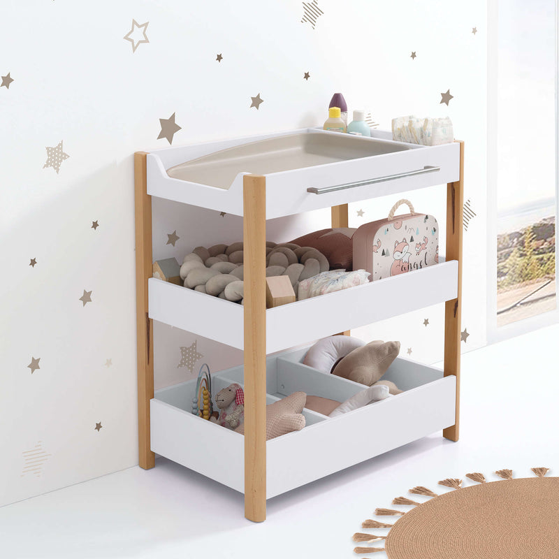 Mobile fasciatoio 50x80 cm con ripiani legno/bianco · Neo Dadá
