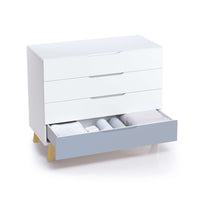 Cassettiera neonati (4 cassetti) bianco con gambe di legno · Lifestyle D247R