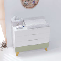 Cassettiera neonati (4 cassetti) bianco con gambe di legno · Lifestyle D247R