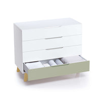 Cassettiera neonati (4 cassetti) bianco con gambe di legno · Lifestyle D247R