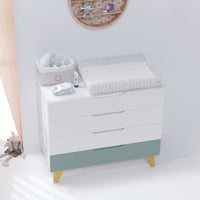 Cassettiera neonati (4 cassetti) bianco con gambe di legno · Lifestyle D247R