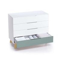 Cassettiera neonati (4 cassetti) bianco con gambe di legno · Lifestyle D247R