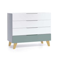 Cassettiera neonati (4 cassetti) bianco con gambe di legno · Lifestyle D247R