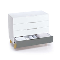 Cassettiera neonati (4 cassetti) bianco con gambe di legno · Lifestyle D247R